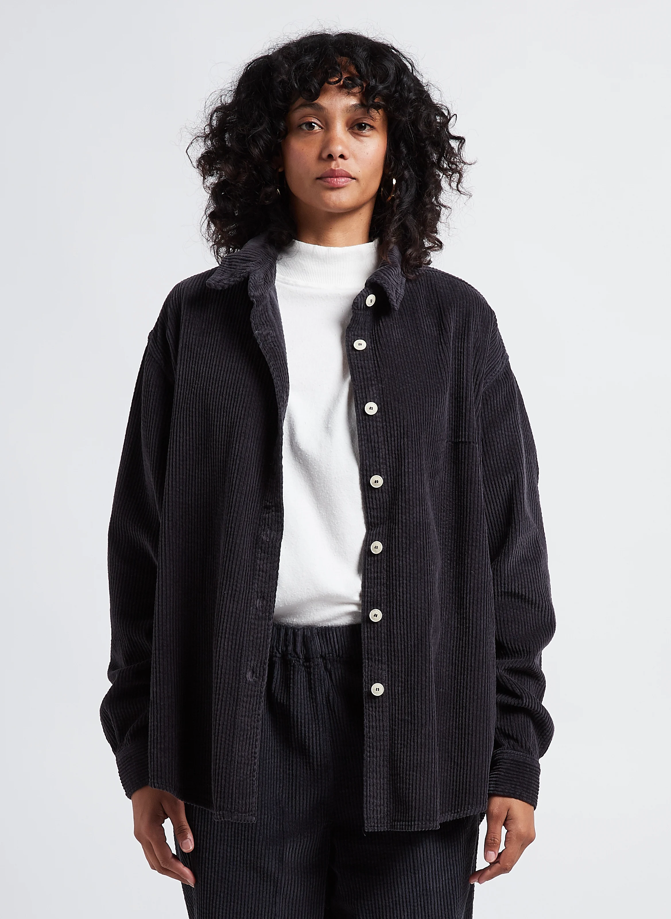 PADOW - Surchemise col classique en velours côtelé | Gris
