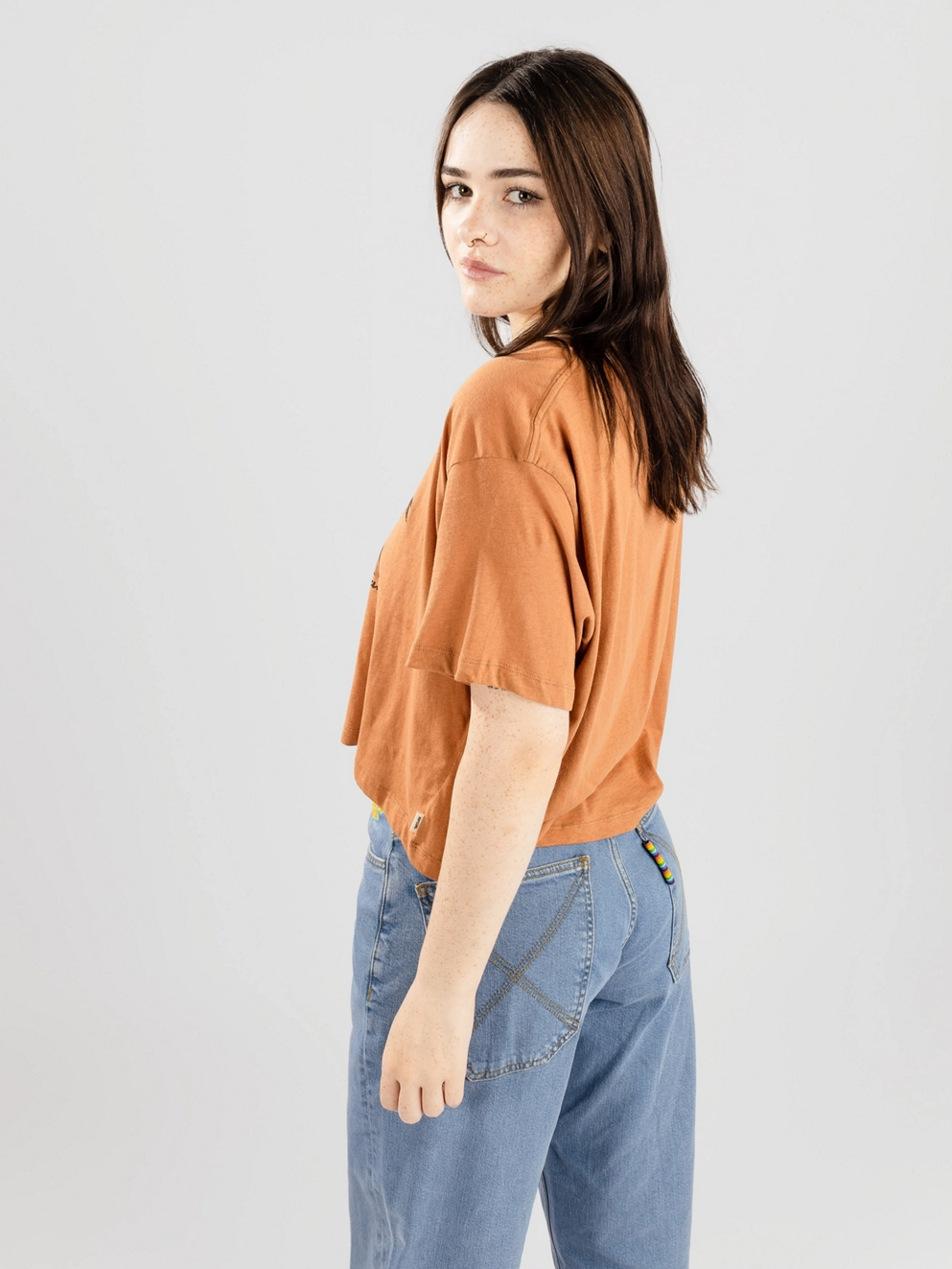 Rip Curl Rainbow Waves Crop T-Shirt light brown