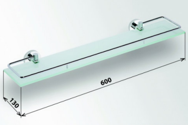 SCHADEMODEL: Sapho X-Round glazen planchet 60cm met rail chroom