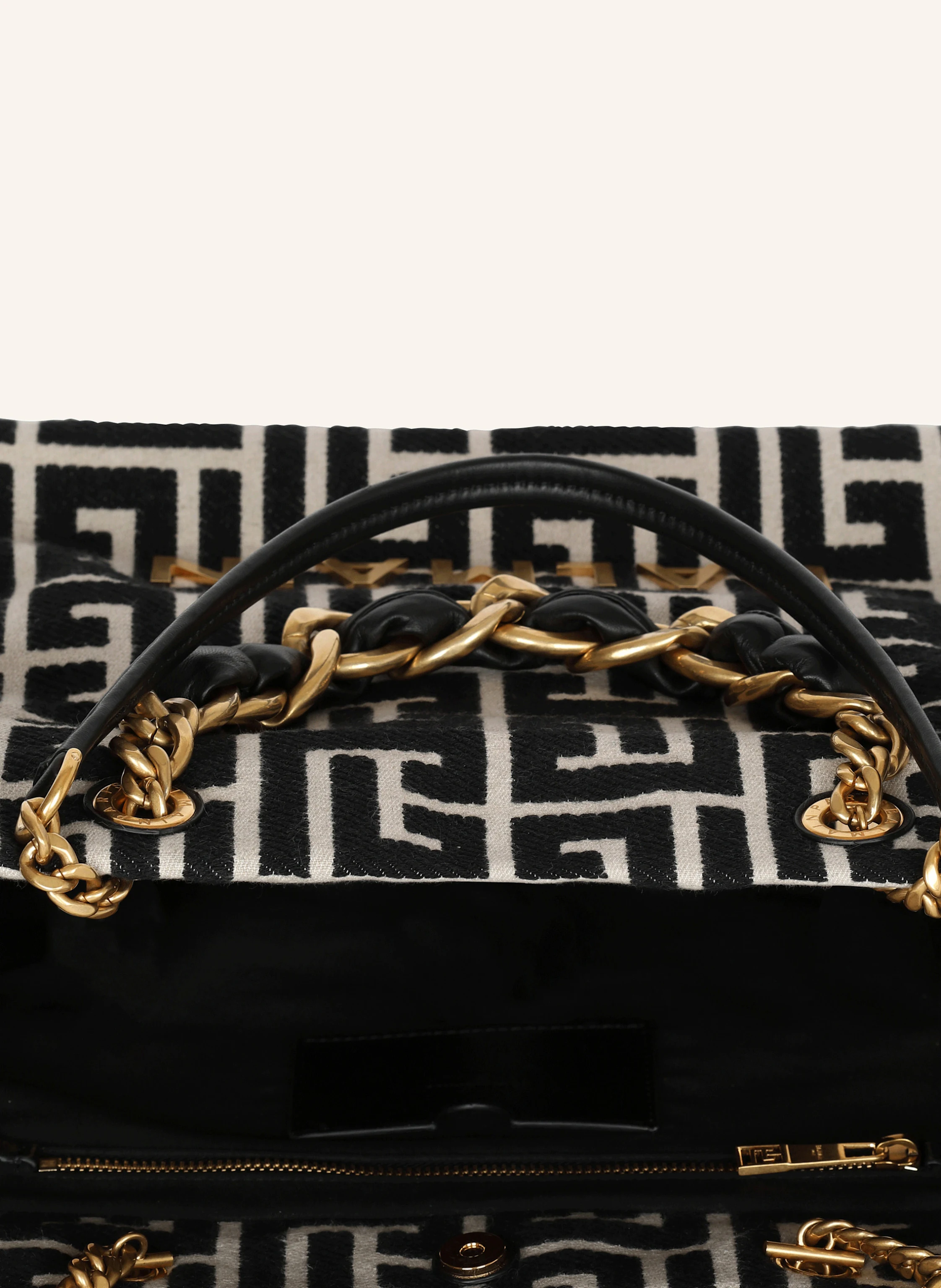BALMAIN Shopper 1945 Soft aus Jacquard-Canvas mit Monogramm PB Labyrinthe
