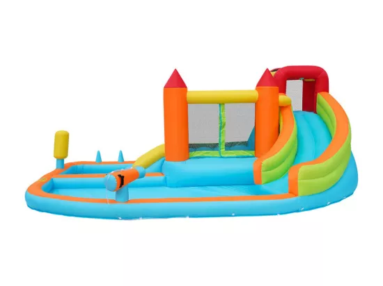 Château gonflable avec Souffleur, Piscine, Toboggan, pistolet à eau - 3 à 8 ans - charge max 180kg - 460x343x190cm