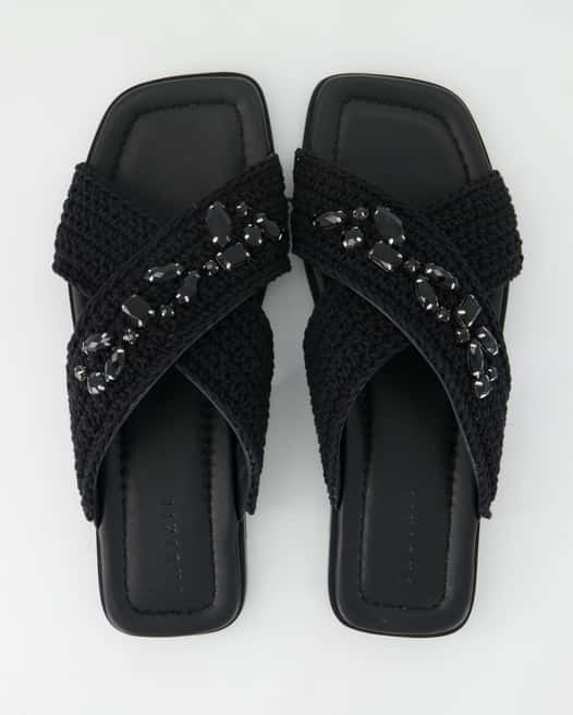 Inuikii Woven Crossed Stones Pantoletten in Schwarz