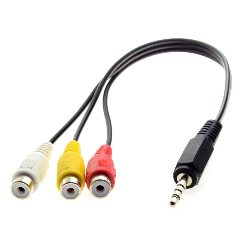 (30cm) 3.5mm Video Klinkestecker auf RCA Cinch Kupplung - Schwarz