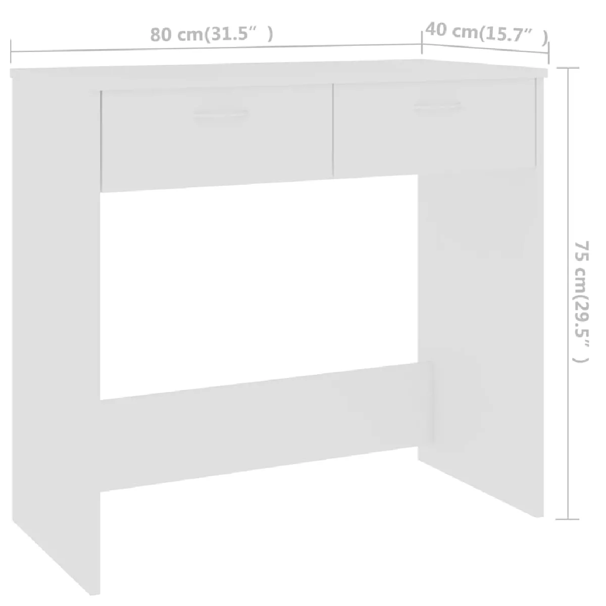 Bureau Compact 80 cm - bois blanc - helloshop26