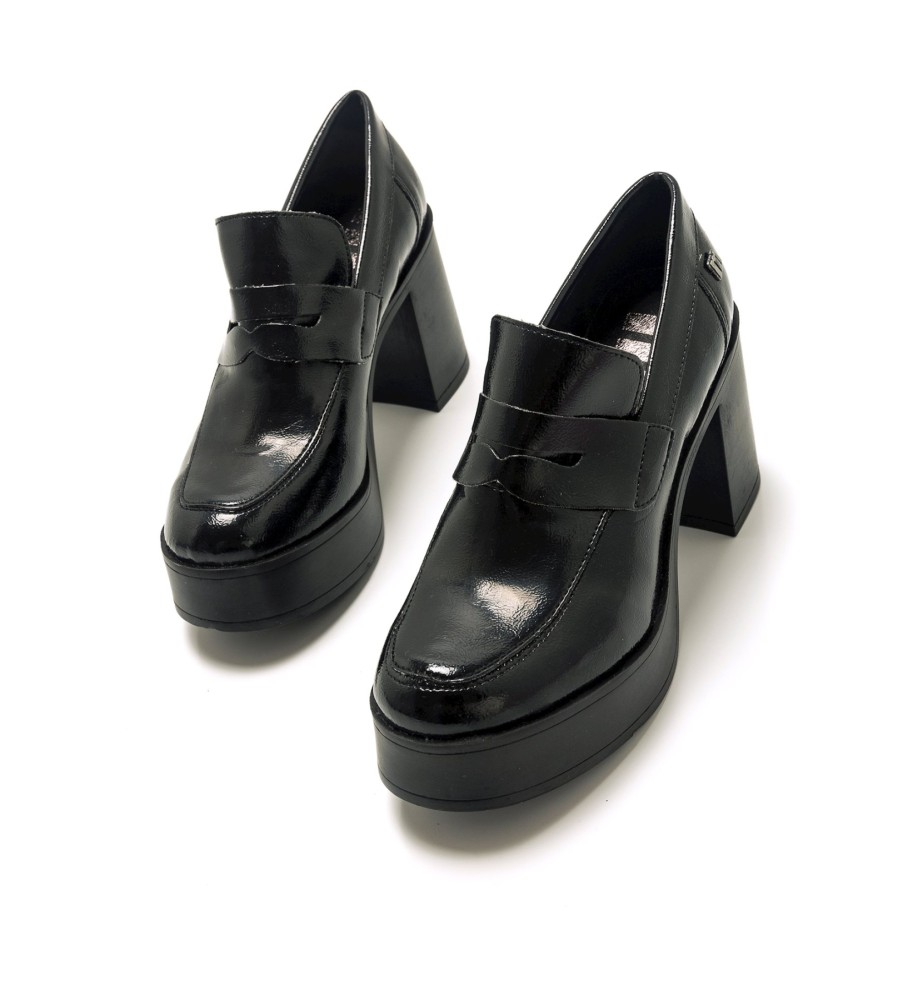 Sapatos Mustang Sixties em couro preto - Altura do salto: 8 cm -