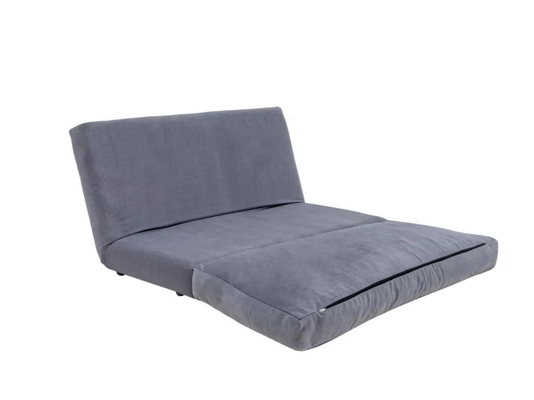Fauteuil convertible multipositions velours Talya-Couleur Gris-2 places