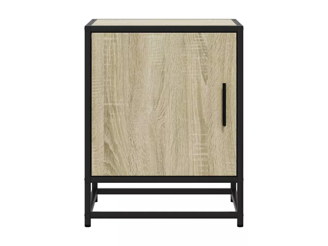 Tables de chevet 2 pcs chêne sonoma bois d'ingénierie et métal