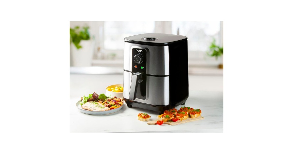 DomoDeli-fryer DO536FR  heteluchtfriteuse  (Inox/zwart, 5.5 Liter)