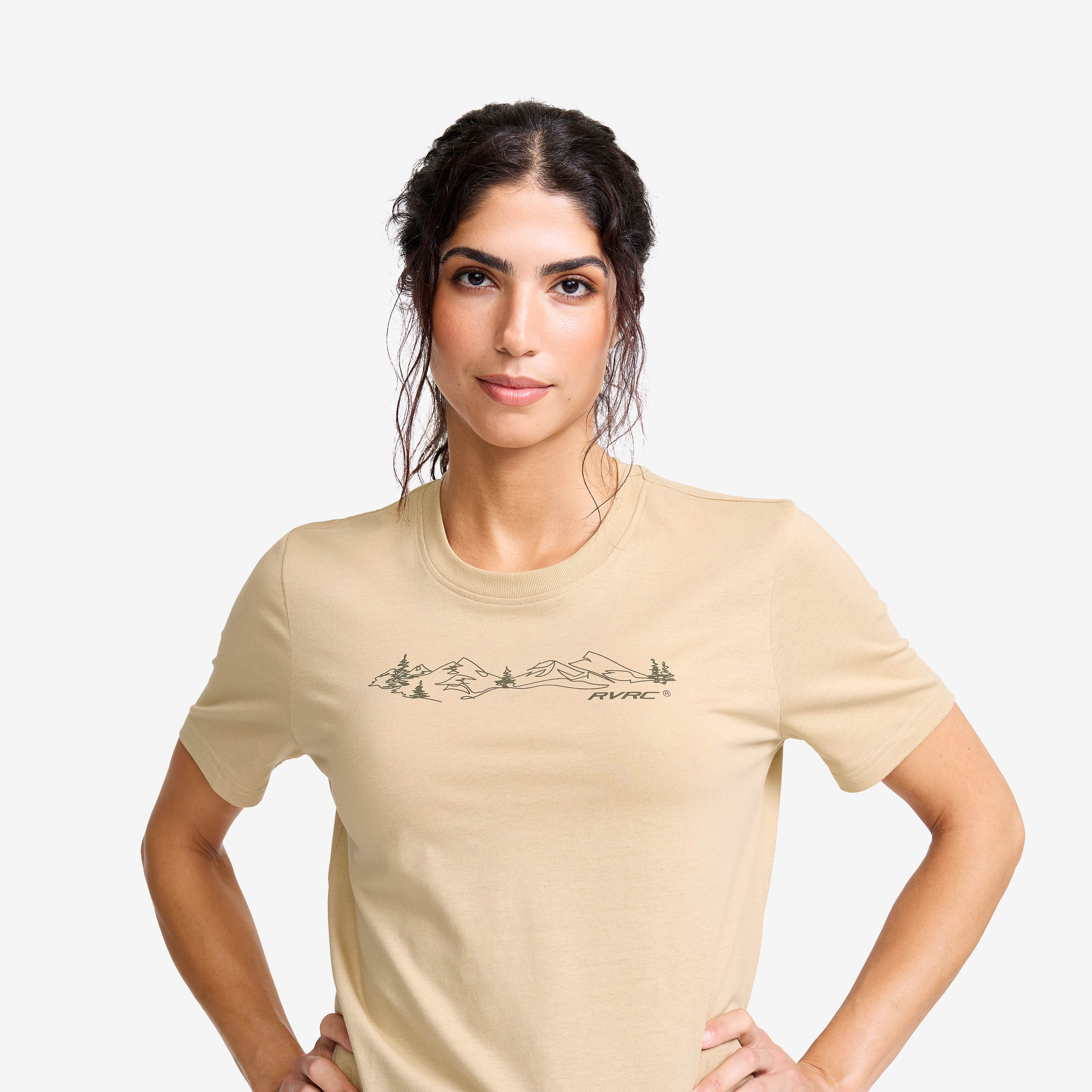 Easy Graphic Forest Lines T-shirt Dame Safari Beige