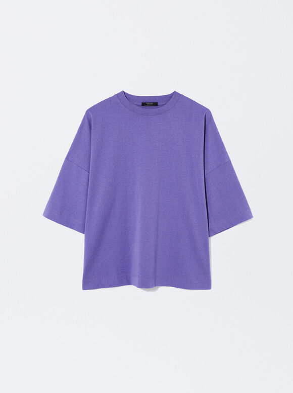 Camiseta de gola redonda - Violeta