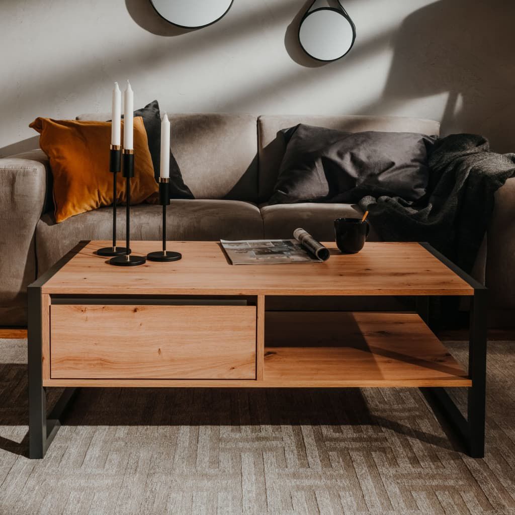 Finori Denver 55 salontafel, Artisan Oak en antracietgrijs