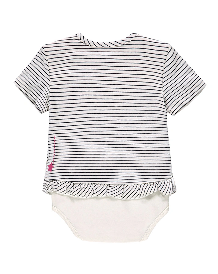 Kurzarmbody TINY GIRAFFE gestreift in offwhite