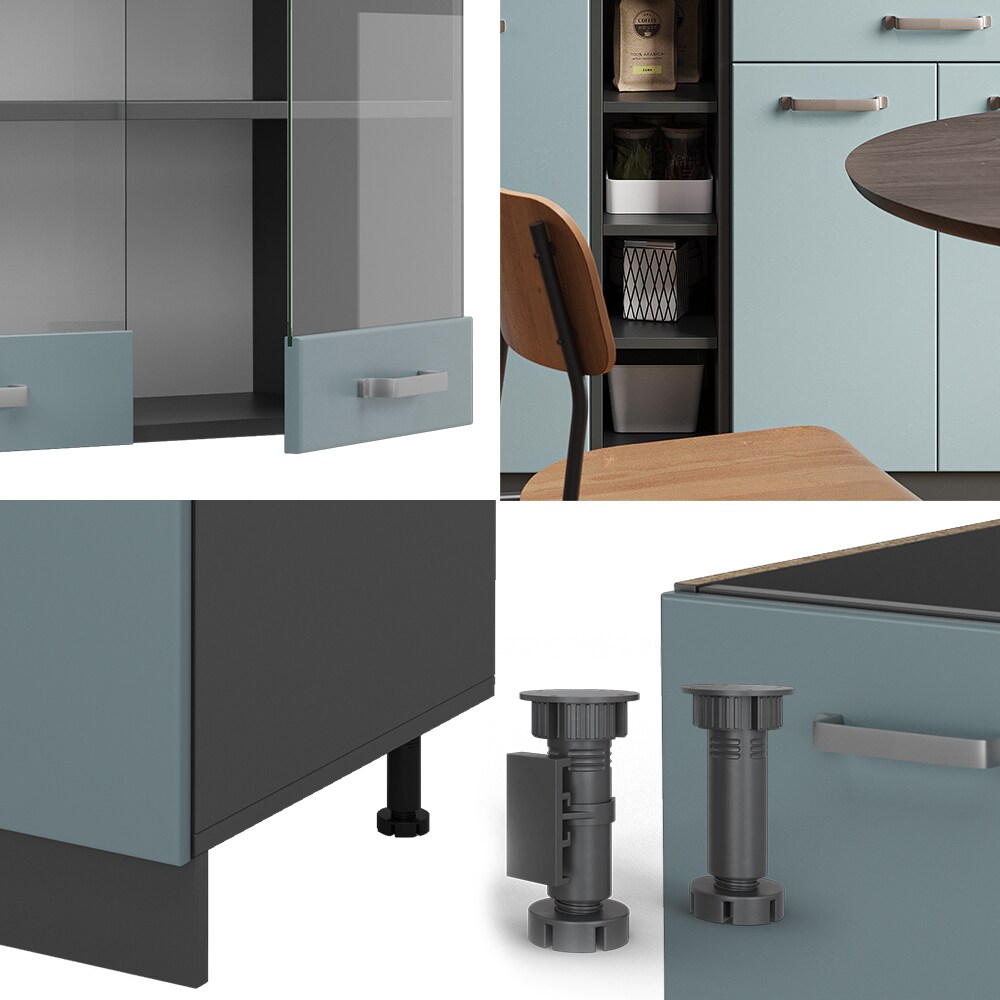 Vicco Küchenzeile R-Line Solid Anthrazit Blau Grau 160 cm modern Küchenschränke Küchenmöbel