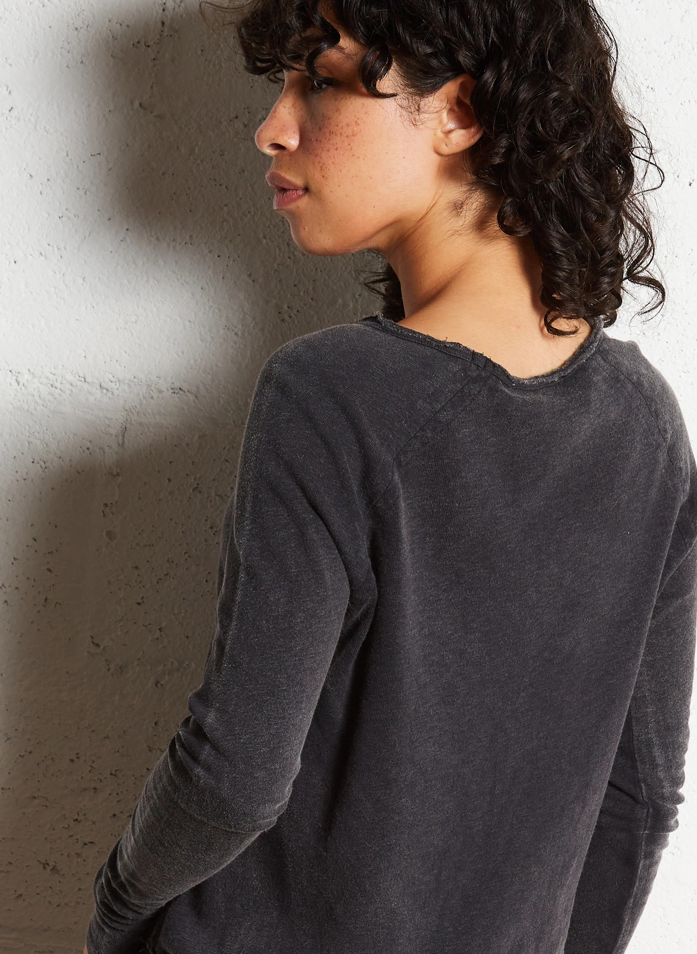 SONOMA - Tee-shirt col rond en coton | Noir