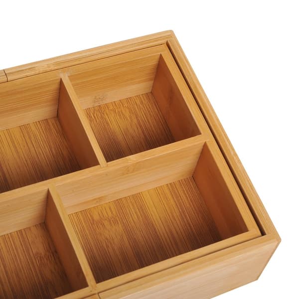 Oppbevaringsboks, Skufforganisator, Uttrekkbar Organiser, Bambus, Natur, 24,6 X 17,6 X 7 Cm