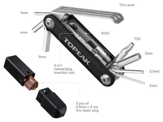 Multi-Outils Topeak Ninja Master  ToolBox T11 Noir
