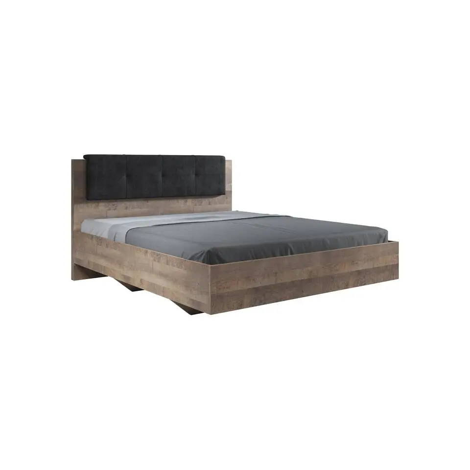 Meubella - Tweepersoonsbed Acasia - Grijs - Eiken - 160x200 cm
