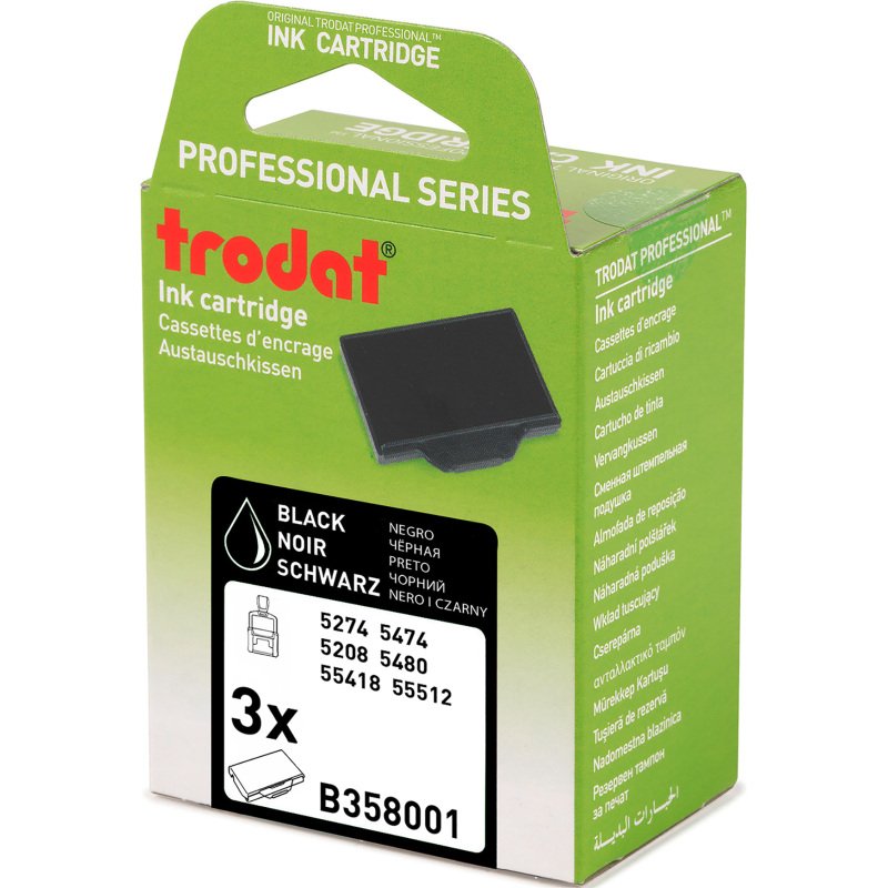 Cassette d'encrage Professional Line 6/58 Trodat Lot de 3 - noire