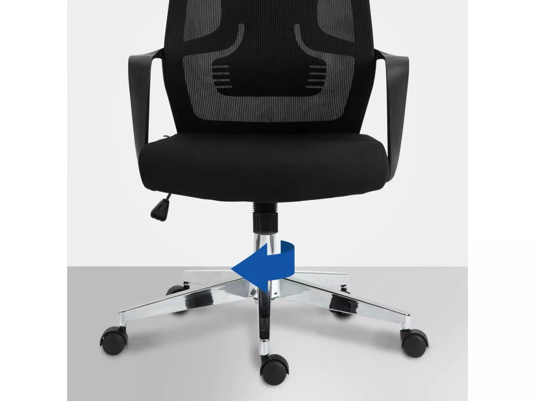 Chaise de bureau - Tissu & Métal chromé - Noir - Kanab