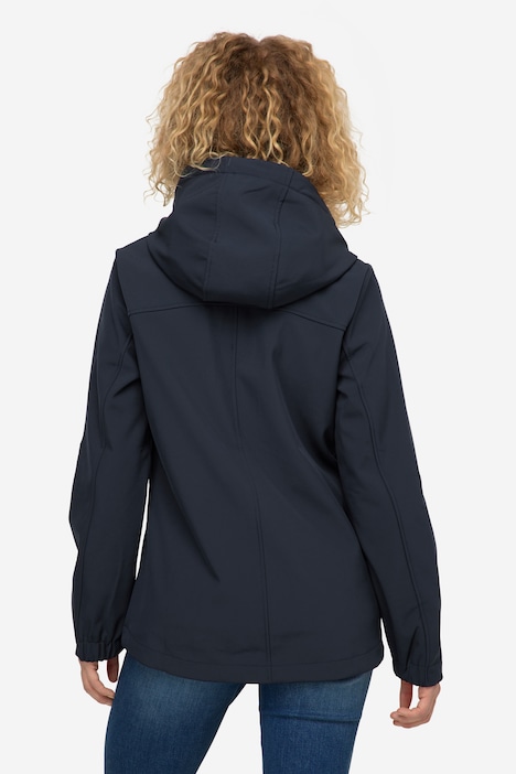 Softshell-Jacke, wasserabweisend, Fleece-Innenseite, Kapuze, 2-Wege-Zipper, fällt kleiner aus
