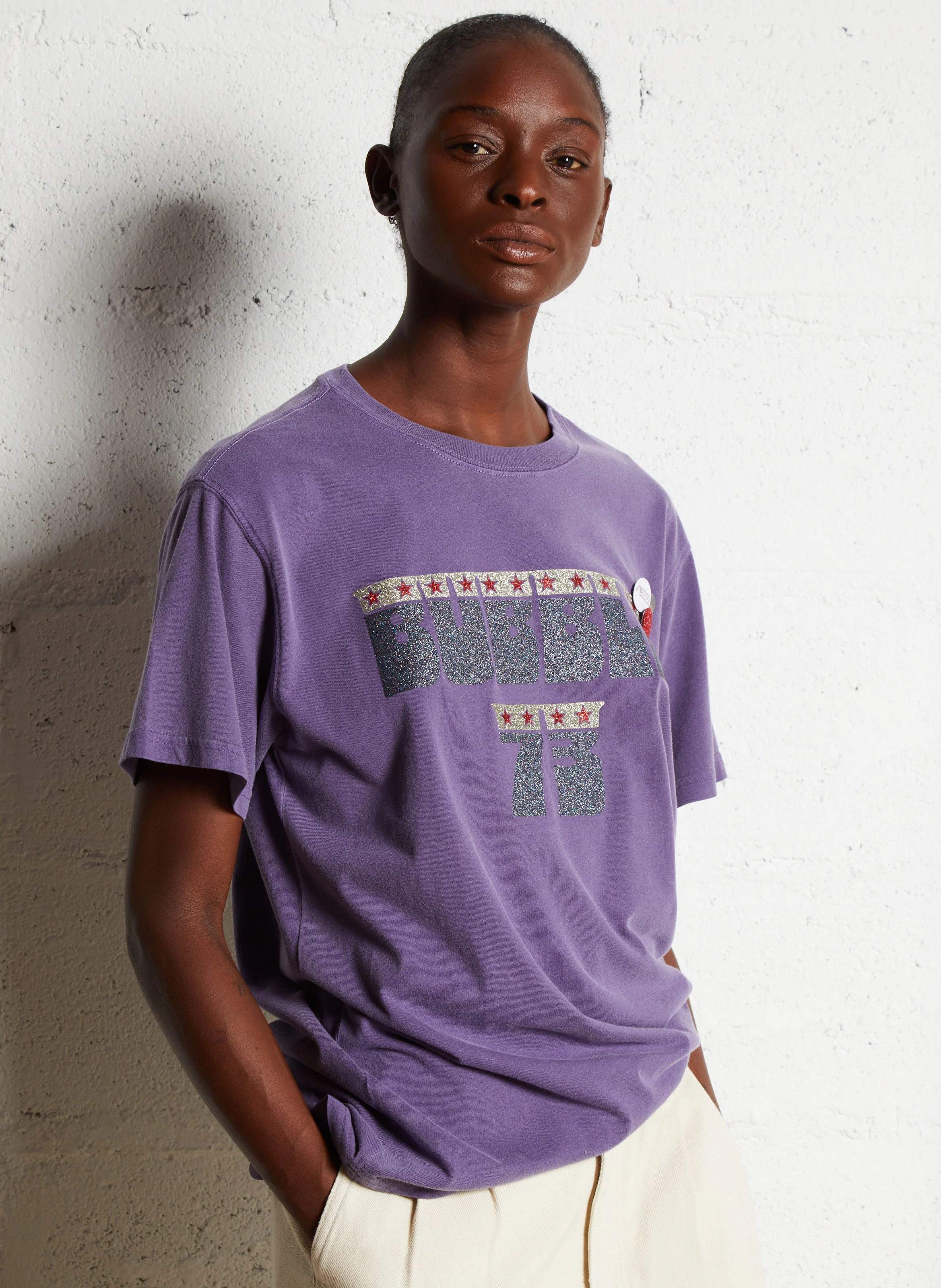 TRUCKER BUBBLE - Tee-shirt droit col rond sérigraphié en coton | Violet