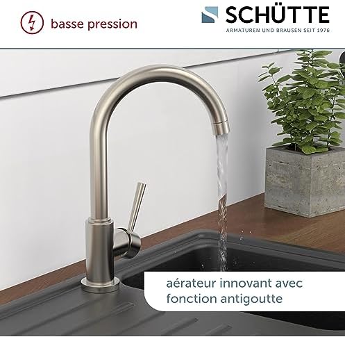 SCHÜTTE Cornwall 79161 Robinet de cuisine pivotant à 360 ° avec mitigeur monocommande Blanc : Bricolage