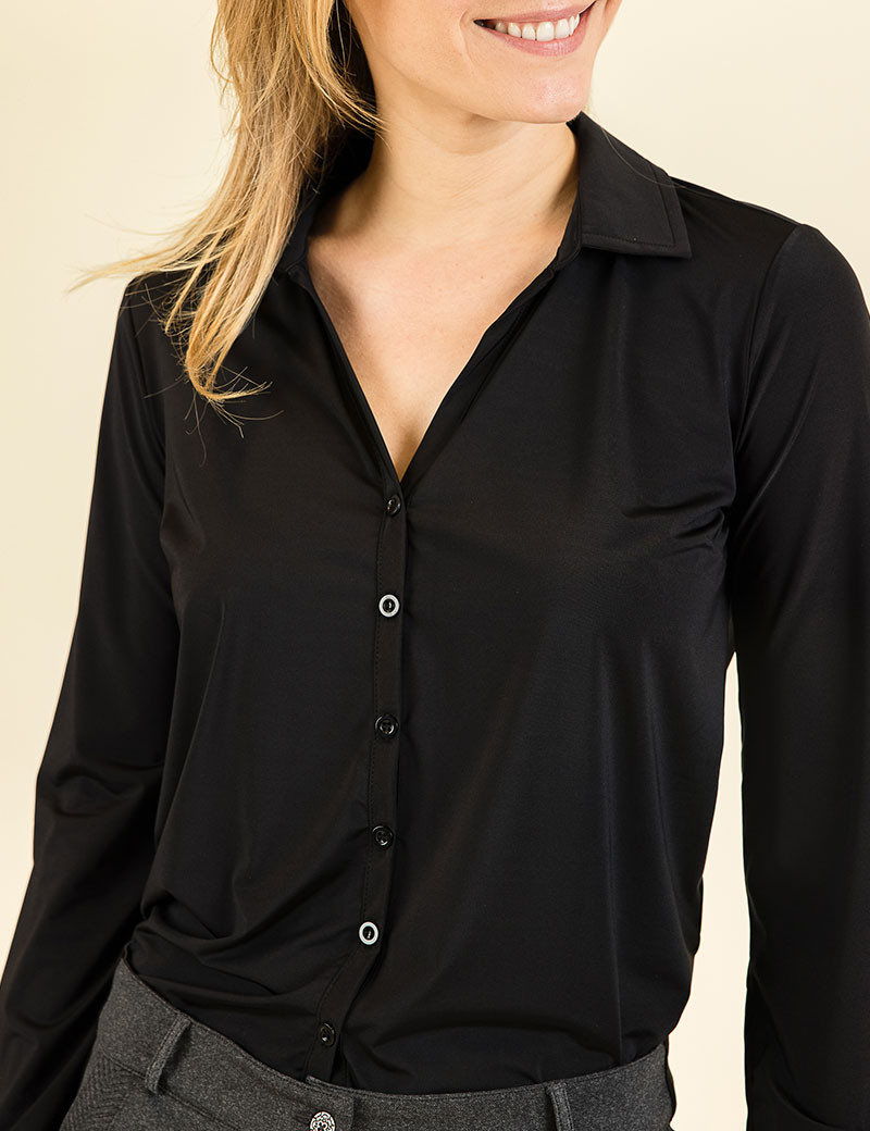 HBT BASICS ESSENTIELS | ZÉLIE SILKY TOUCH CHEMISE FEMME NOIR