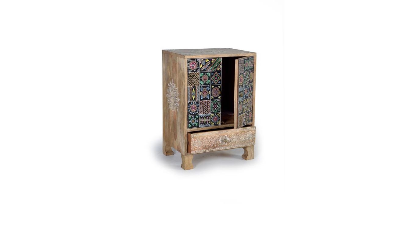 Table de chevet 1 tiroir bois marron 43x30x60cm