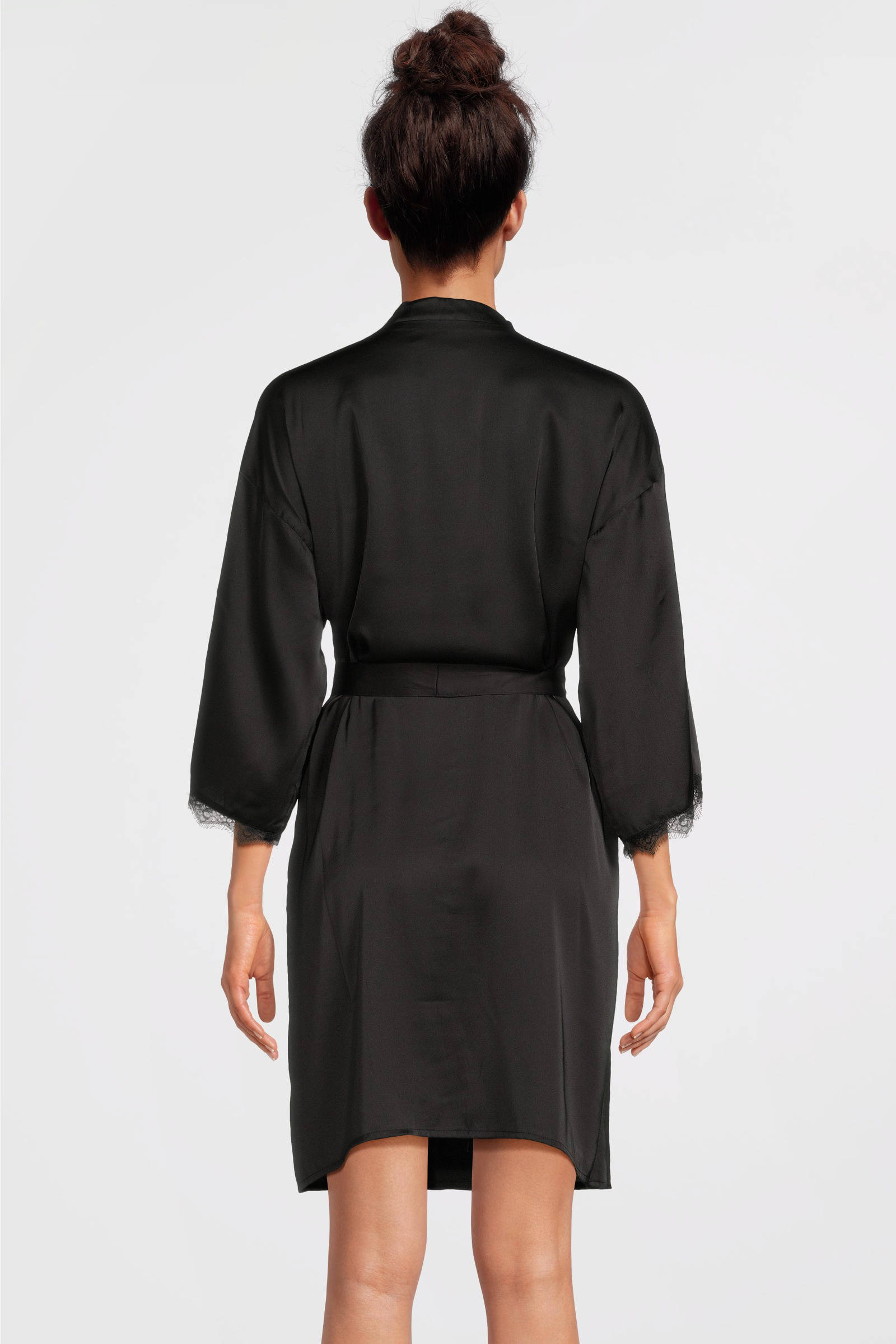 PIECES satijnen kimono PCANOVI zwart
