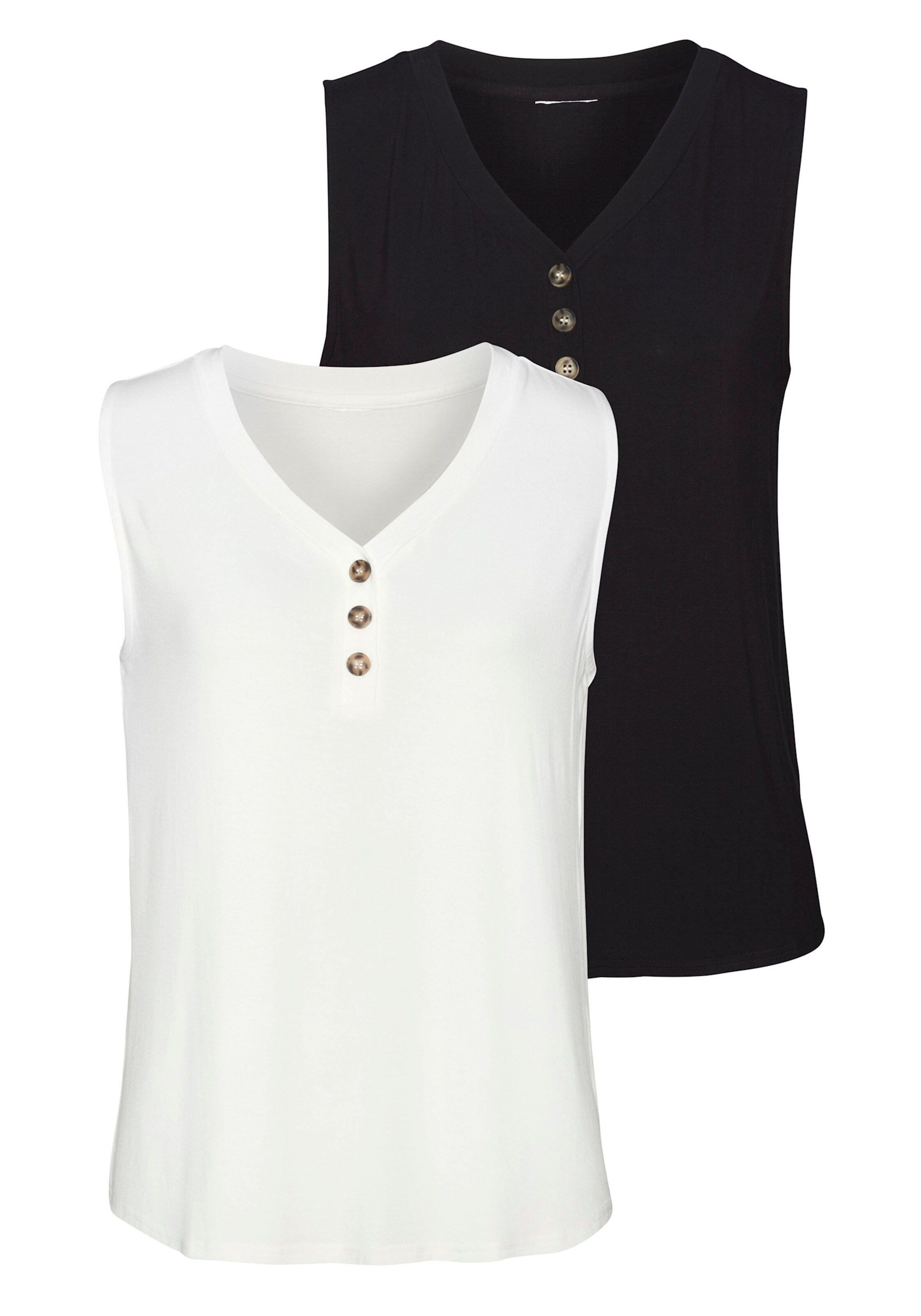 LASCANA Shirttop in creme, schwarz