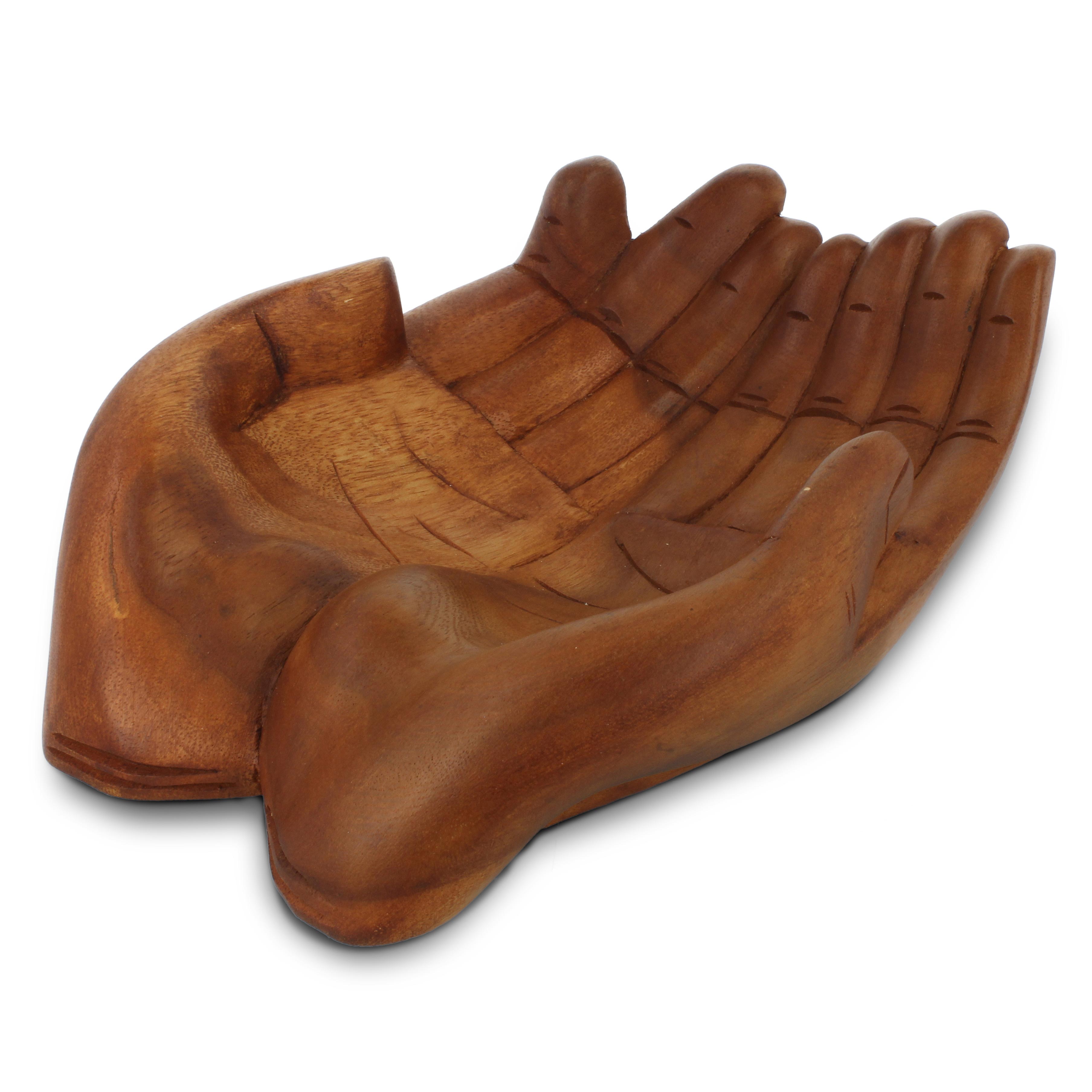 Holzschale 'Hände', handgeschnitzt, B 30 cm, L 22 cm, H 11 cm von fischer's lagerhaus