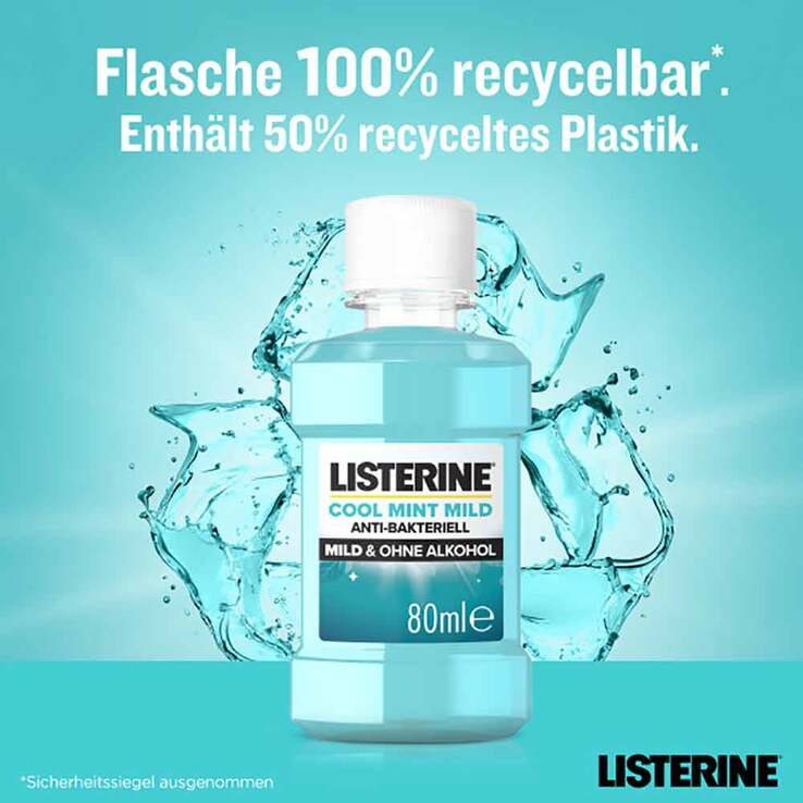 Listerine Cool Mint milder Geschmack Mundspülung, 80 ml