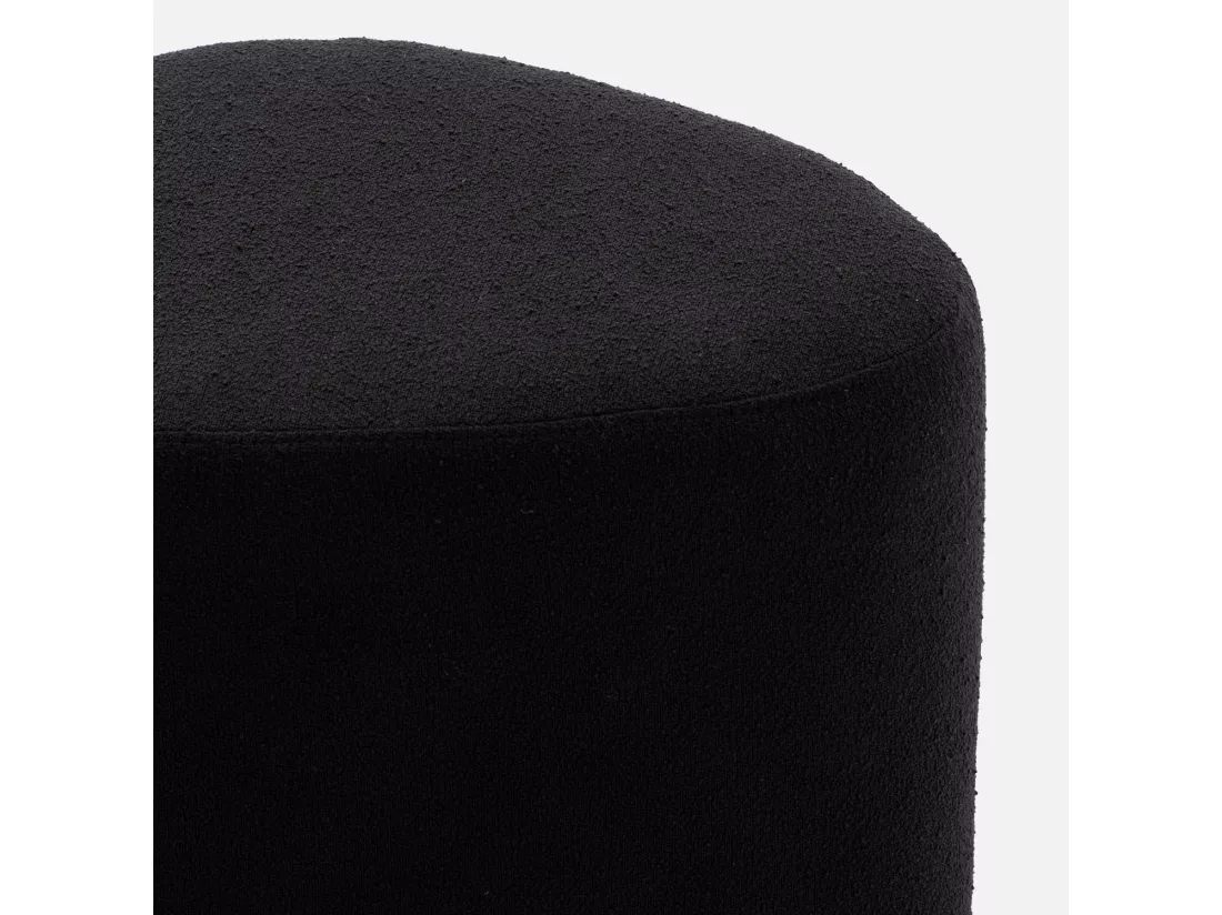tabouret. pouf en forme de galet en tissu noir. TAO L 60 x P 44 x H 40cm