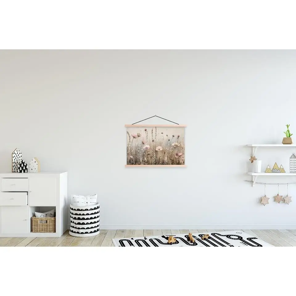 MuchoWow - Schoolplaat/ wandhanger - Bloemen - Roze - Modern - Beige -