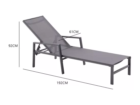 Lot de 2 transats de jardin gris BARI