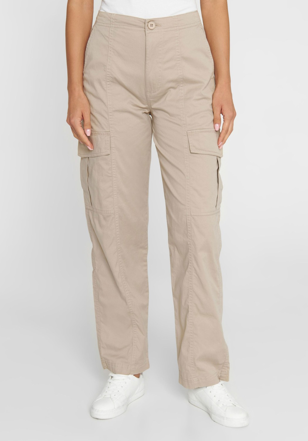 Knowledge Cotton Apparel Damenhose Cargo Twill Pants Light Feather Gray