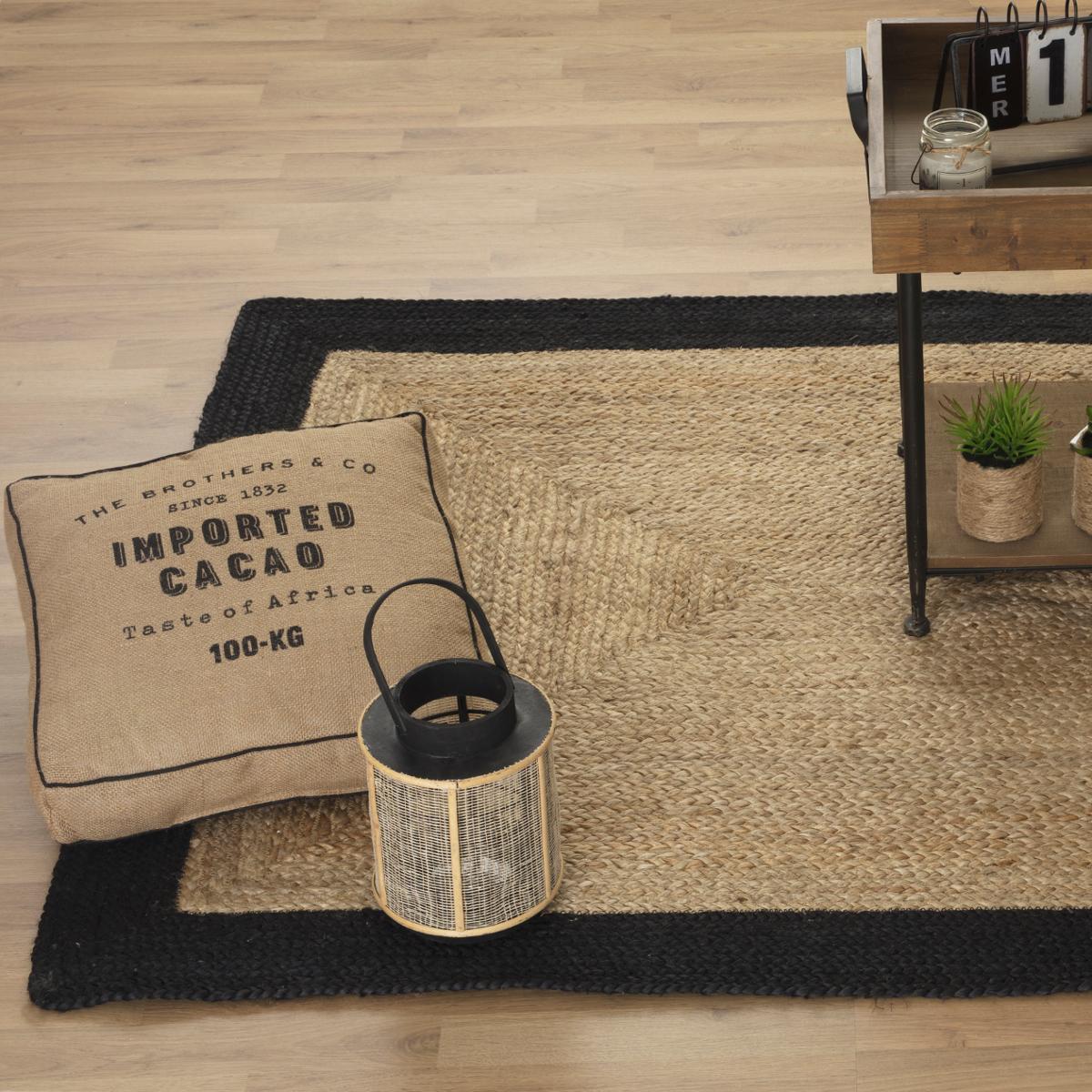TAPIS JUTE BORD NOIR D.120X170CM