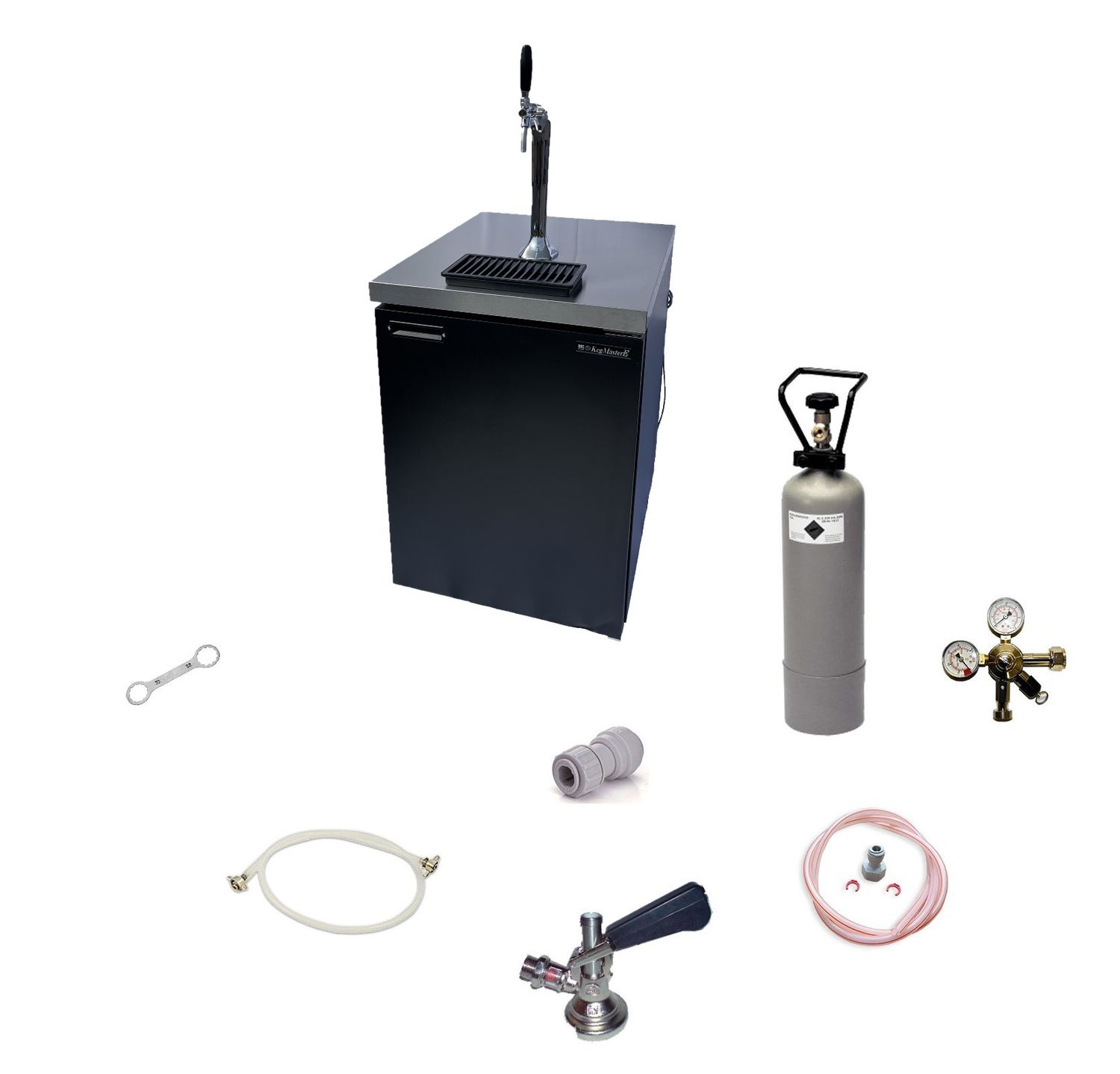 Fassbierkühlschrank Komplett-Set | 50L Bierzapfanlage mit Schanksäule & Kompensatorhahn, Kombi