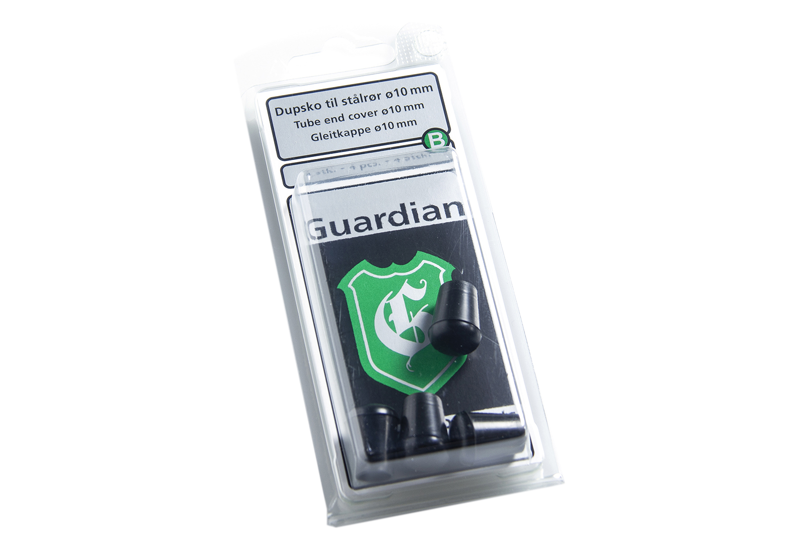 Dupsko til stålben Sort. Ø10 mm. 4 pk