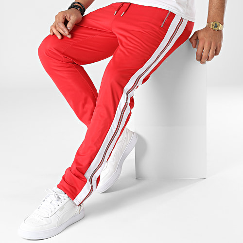 Pantalon Jogging A Bandes LL725 Rouge Blanc