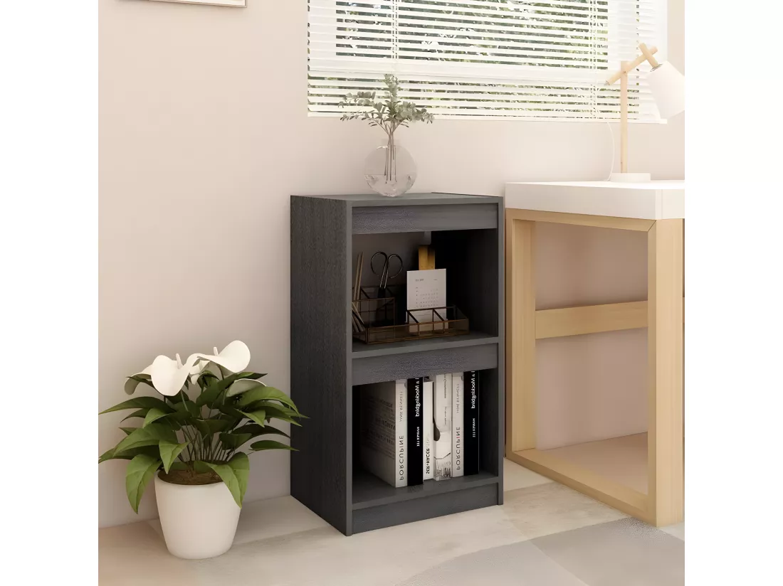 Bibliothèque Gris 40x30x71,5 cm Bois de pin massif