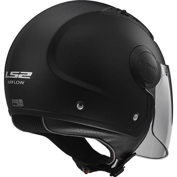Casque Moto Jet LS2 Airflow Matt Black Visière Longue