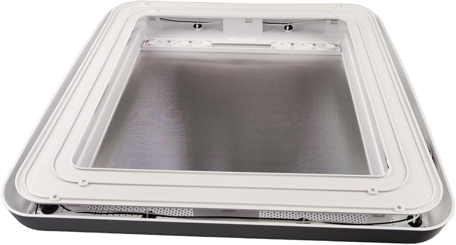 Maxxair Maxxshade - Innenrahmen mit LED - Verdunkelungsrollo für Maxxfan Deluxe Dachluke 35x35 & 40x40 cm - Rollo für Wohnmobil Dachfenster Dachluke - weiß