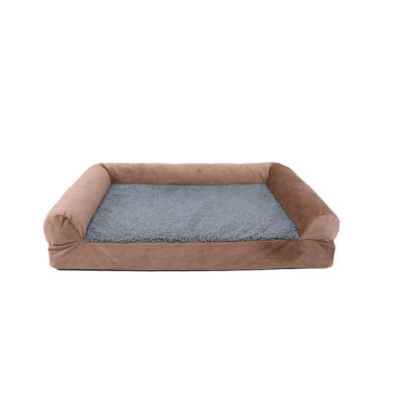(90x70cm) Memory Foam Hunde Bett Ergonomisches Hundesofa Weiches Haustier Kissen - Braun / Grau
