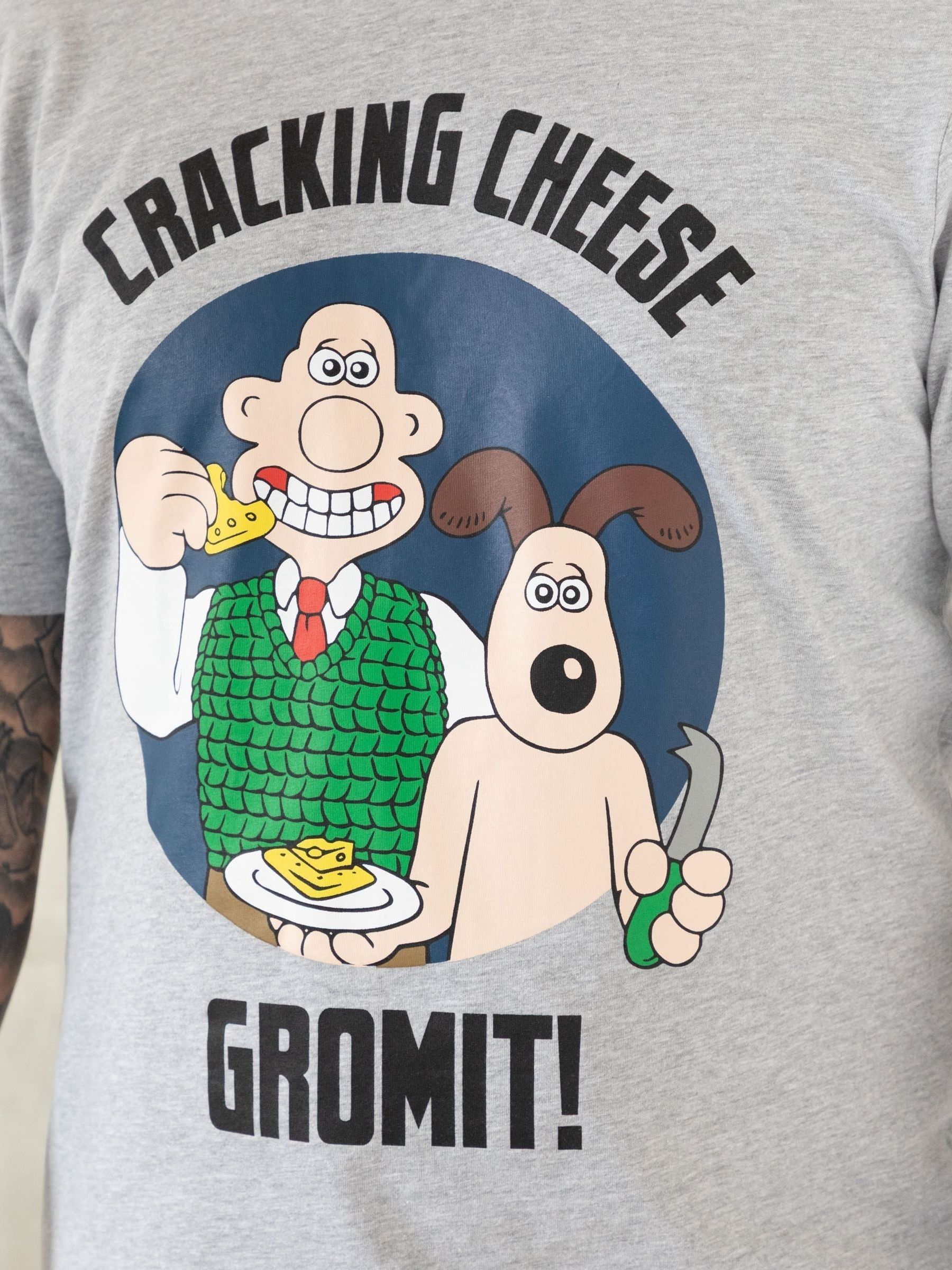 Grijs - Vanilla Underground Wallace And Gromit herenpyjama's van 100% katoen