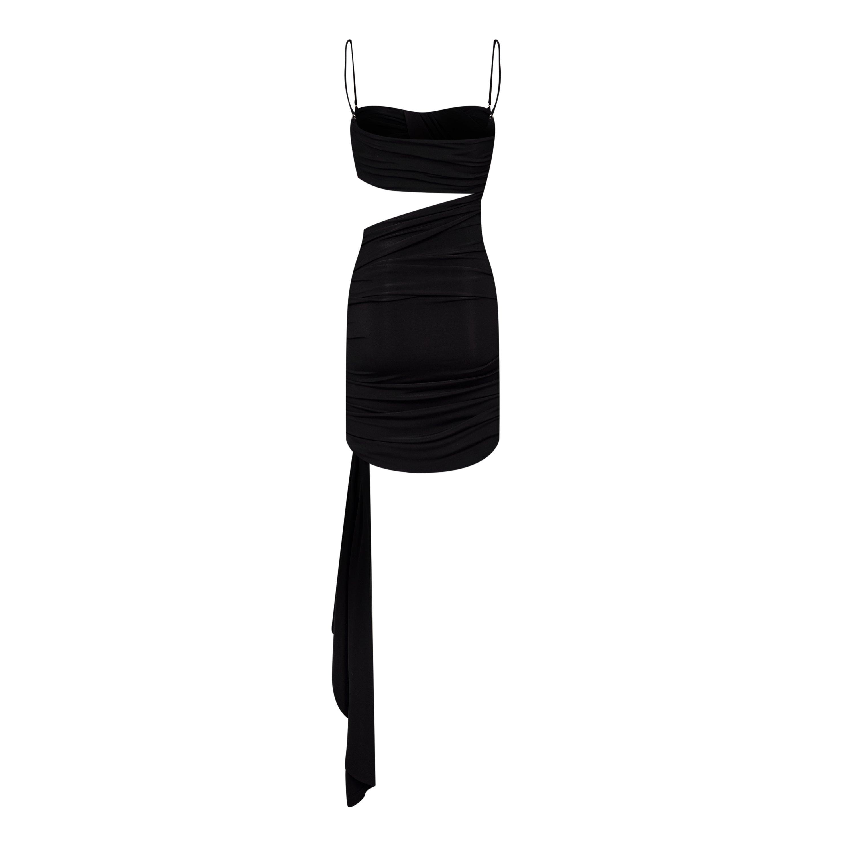 Off White Drape Strapless Dress