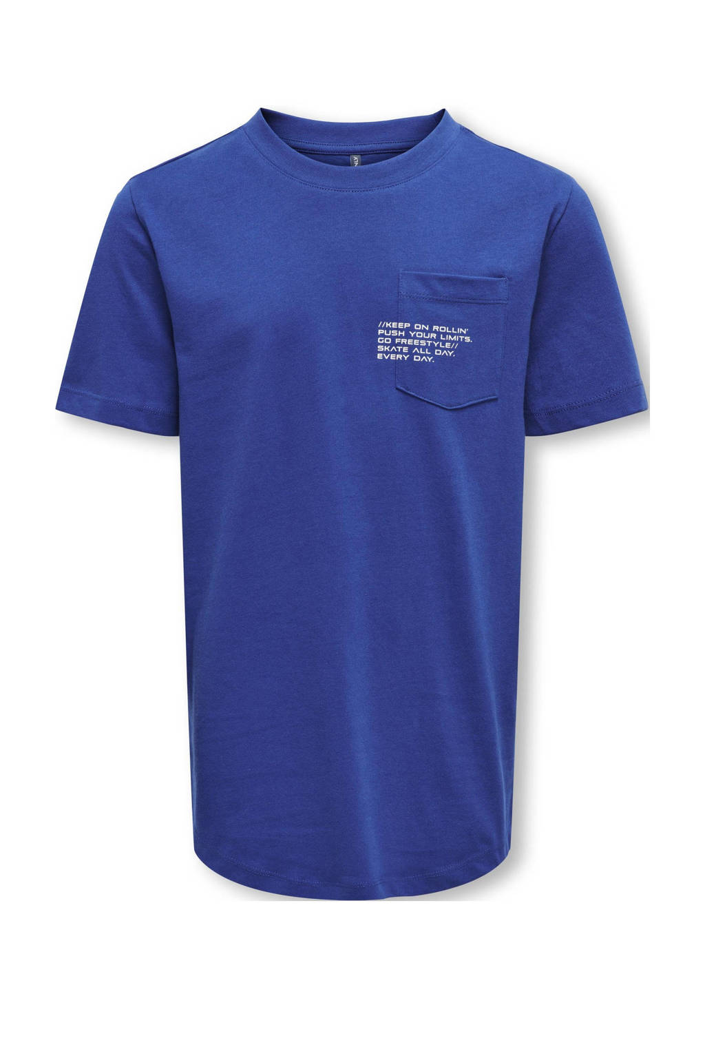 ONLY T-shirt KOBMARINUS met tekst hardblauw