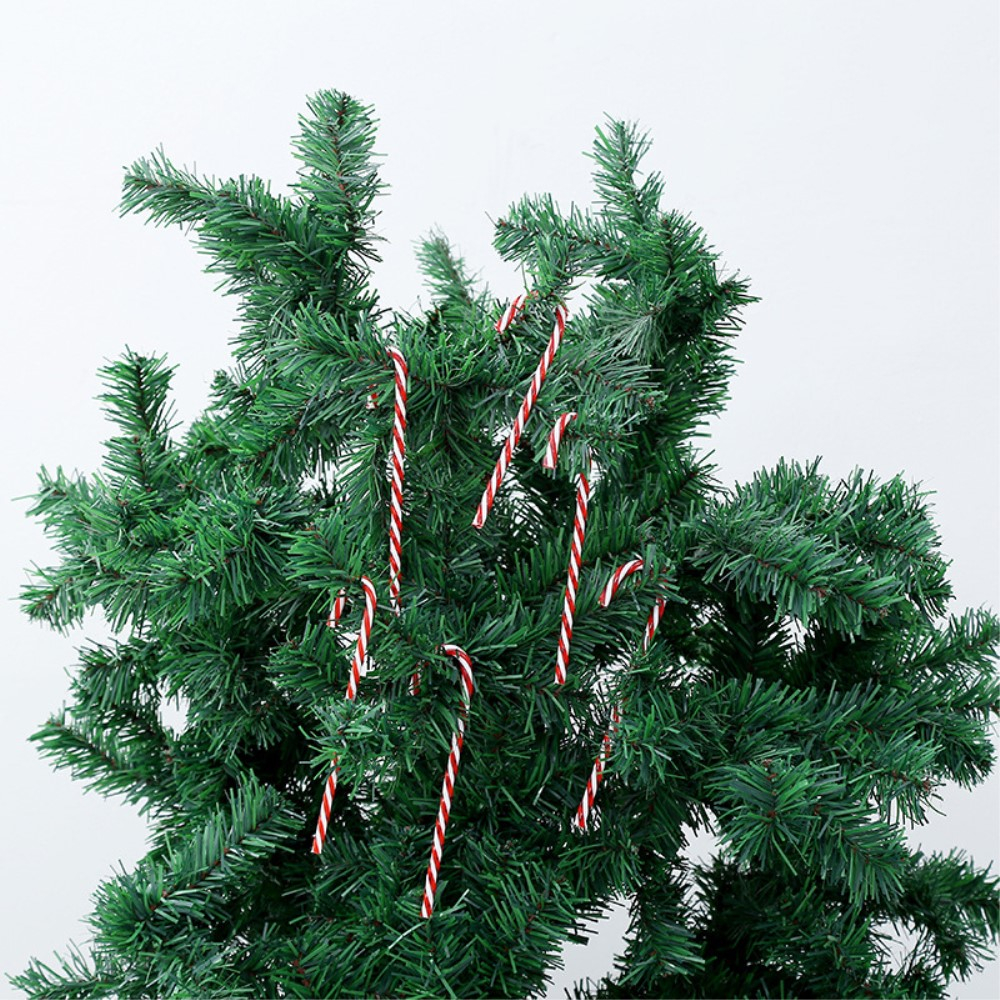 (6er Set) Christbaum Schmuck Zuckerstangen Weihnachts Deko Ornamente - Grün / Rot / Weiss