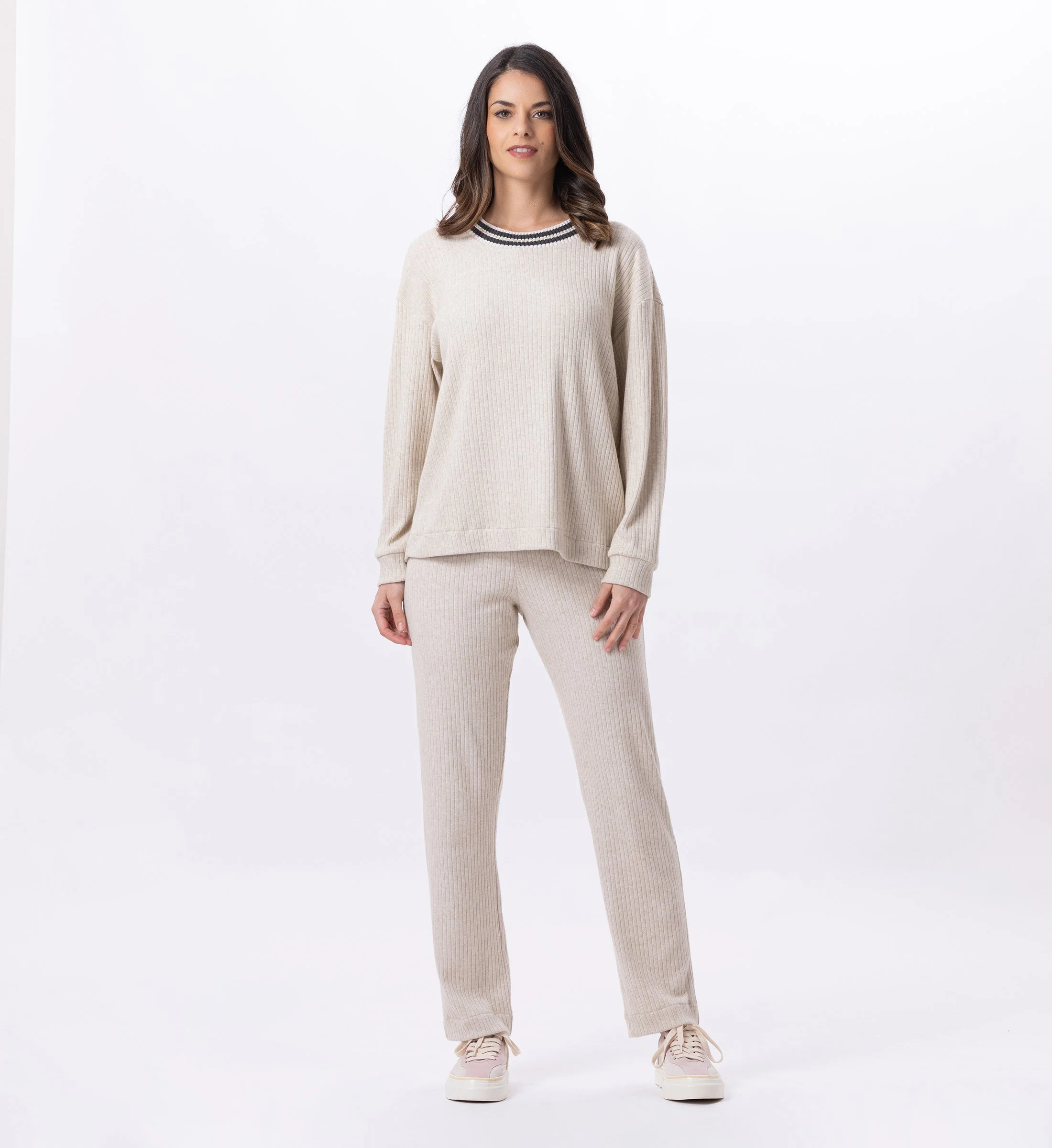 ESMEE 802 - Jogging en maille tricot | Beige