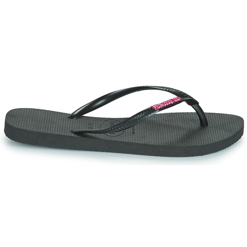 Havaianas - SLIM LOGO METALLIC - Noir / Rose